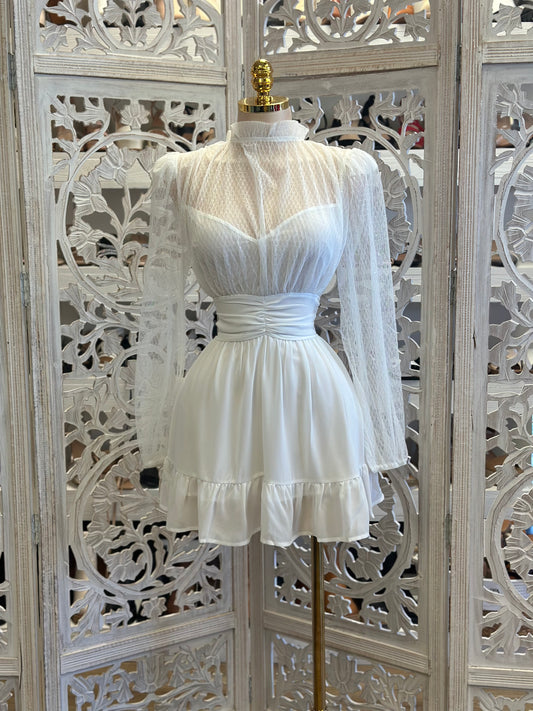 High Neck Fit and Flare Dress- Not Stretchy