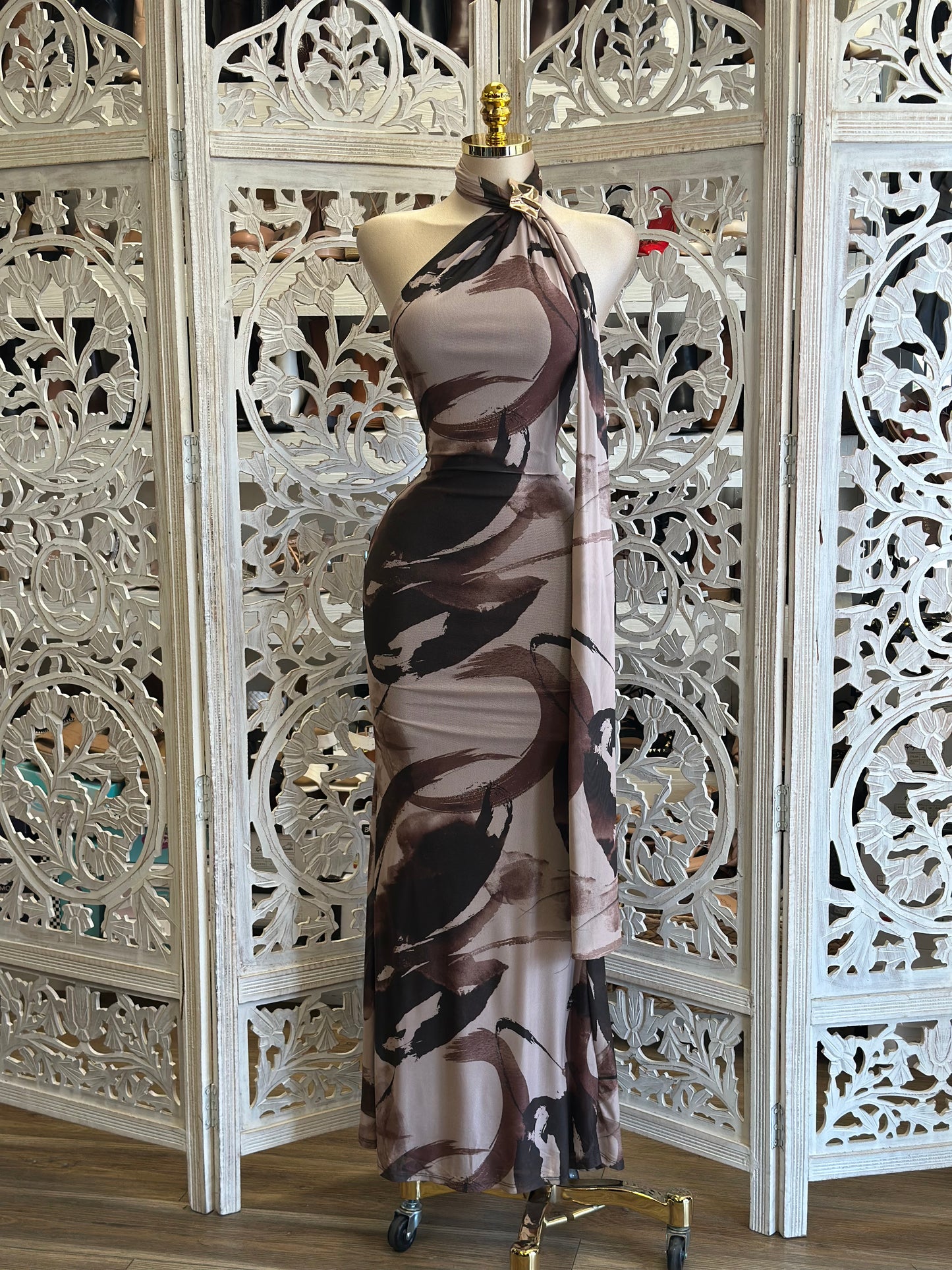 Light Mauve Brushed Maxi Dress- Stretchy,Estira