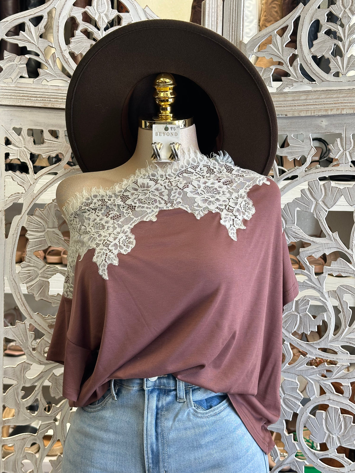 Rose Etherea Lace-Trim Blouse