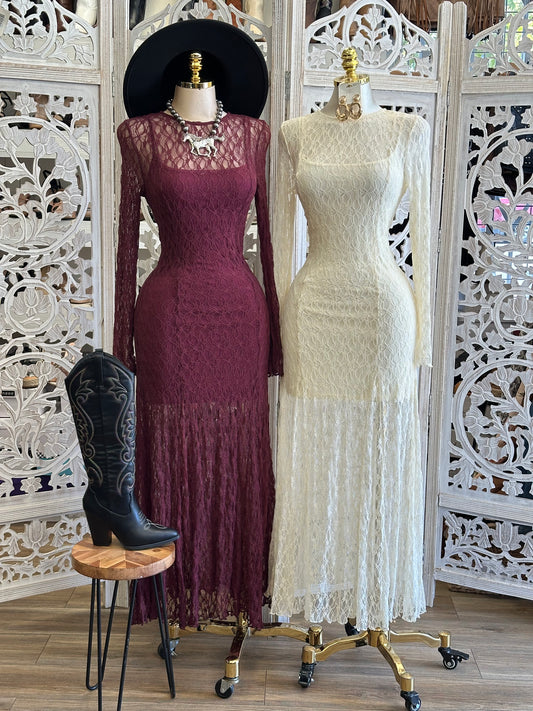 Charlotte Lace Maxi Dress- Estira, Stretchy