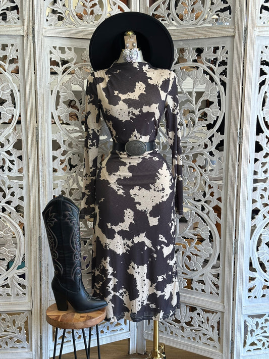 Wild Honey Cow Print Midi Dress — Stretchy,Estira