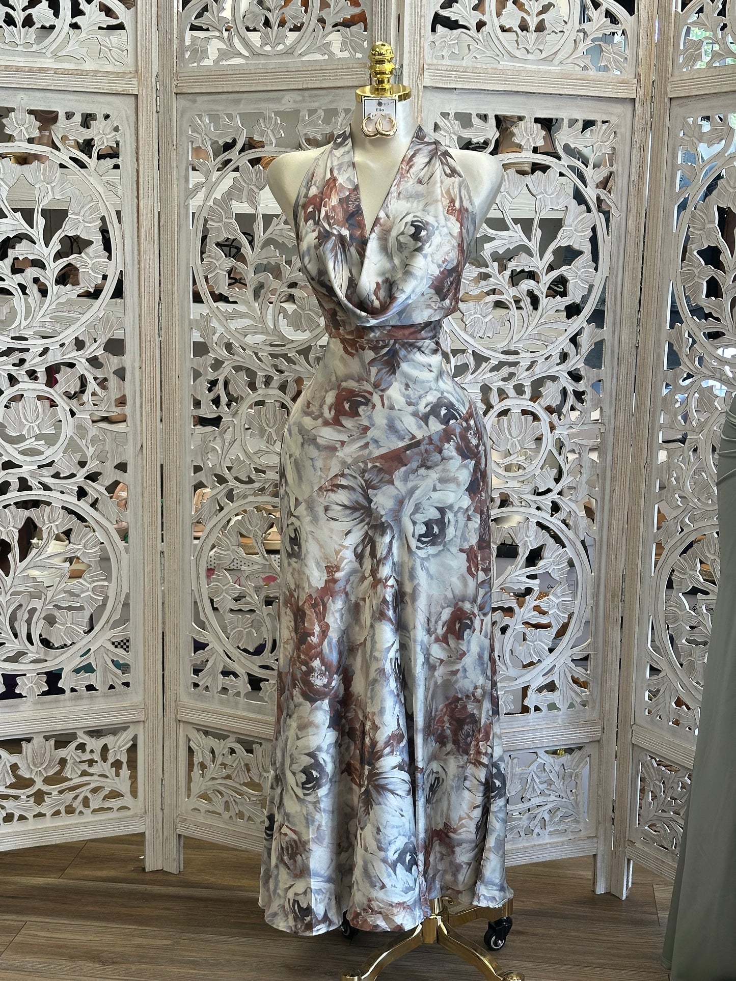 Floral Sketch Maxi Dress - No Estira , Not Stretchy