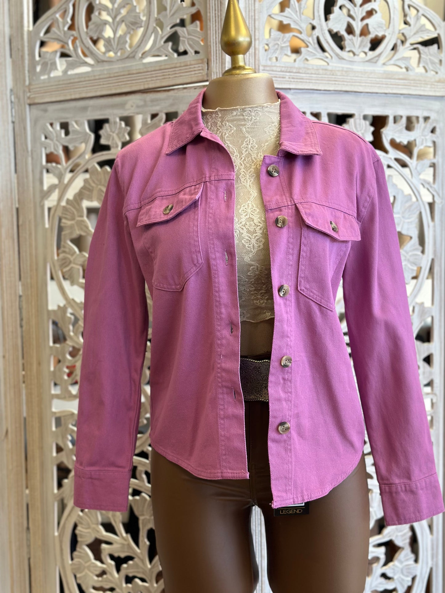 Pink Denim Pocket Jacket