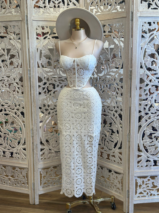 Lace Bustier and Skirt Set-Estira, Stretchy