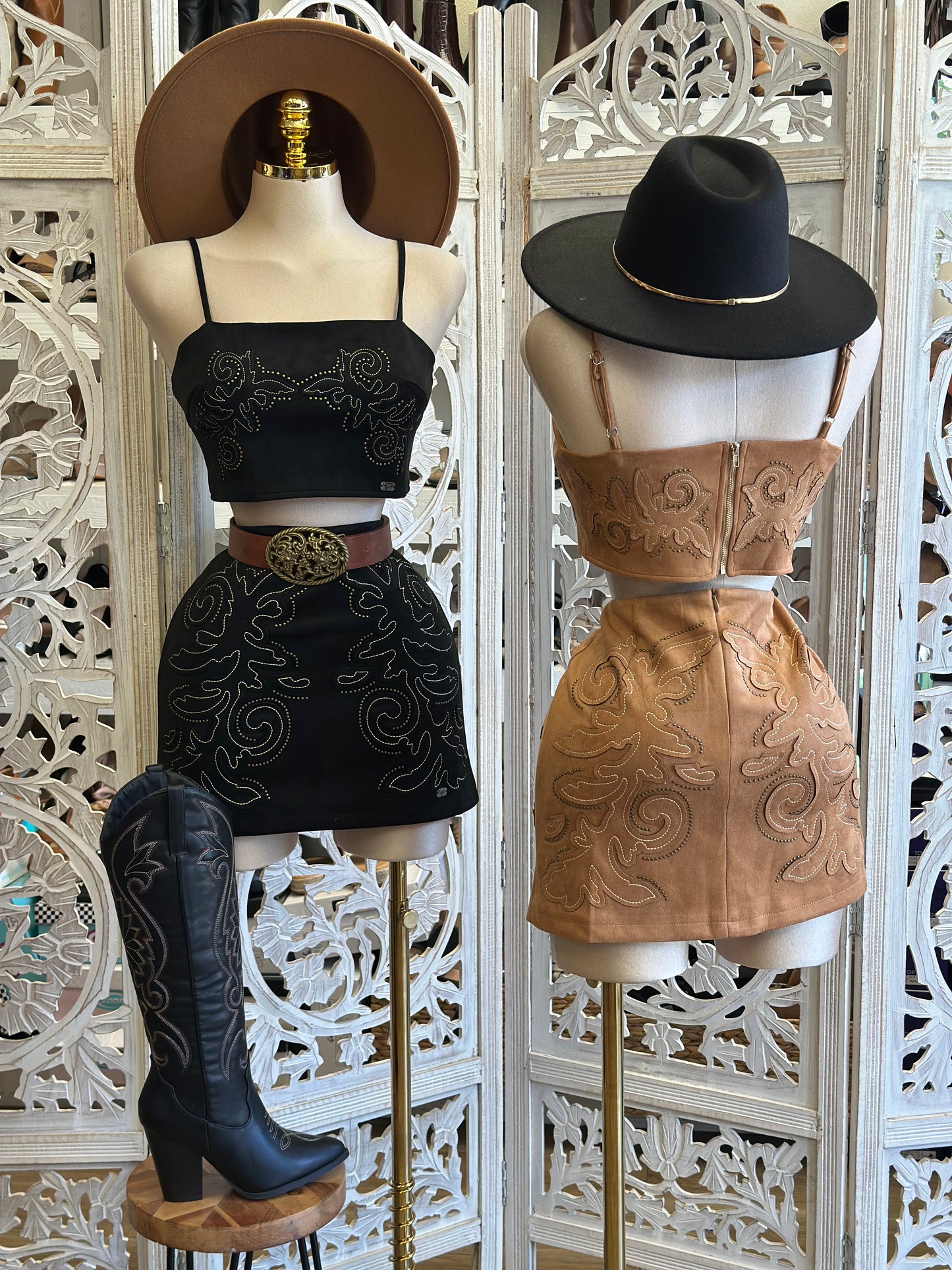 Studded Embroidered Western Set- Estira,Stretchy