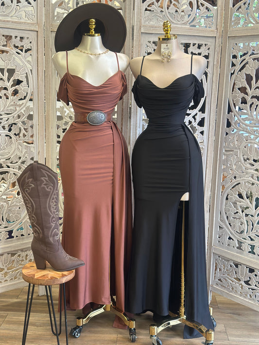 Sultry Silhouette Satin Dress -Stretchy,Estira
