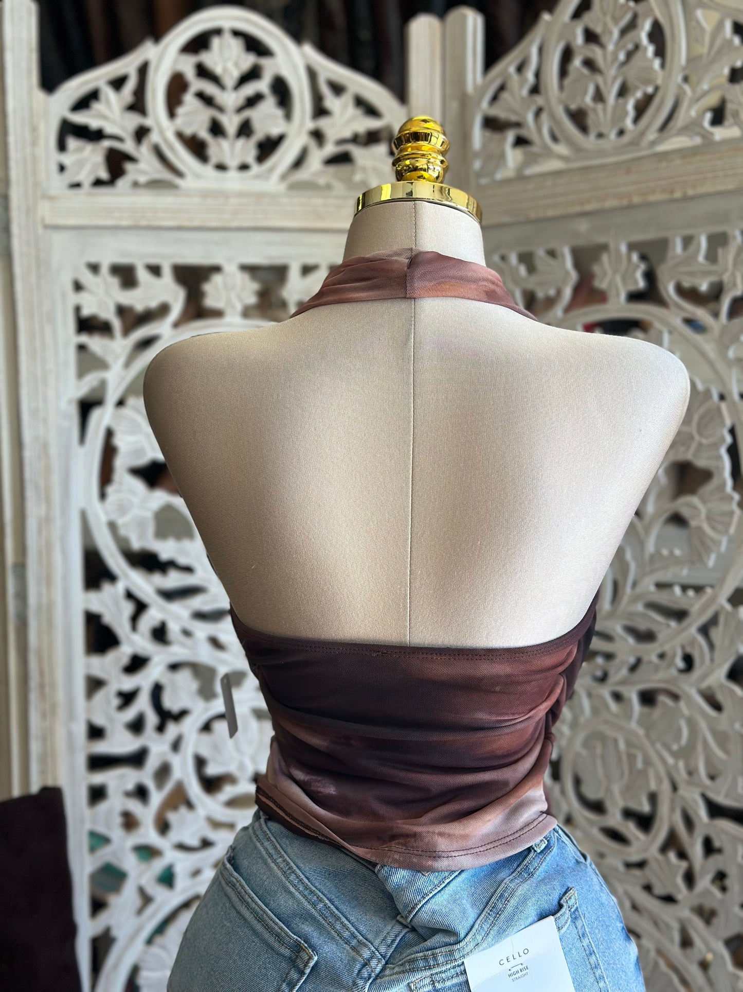 Tie Dye Backless Blouse- Estira, Stretchy