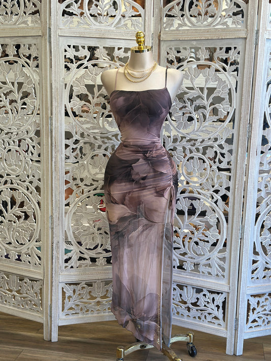Gradient Floral Mesh Dress - Estira , Stretchy