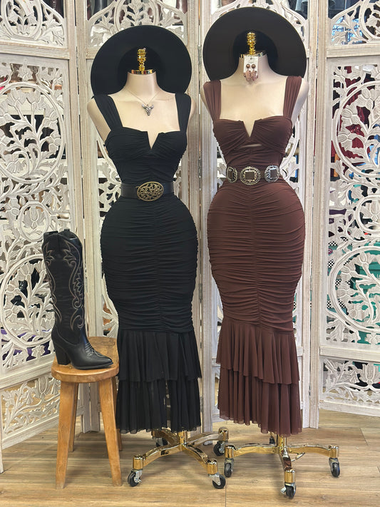 Cuts Midi Elegant Dress- Estira, Stretchy