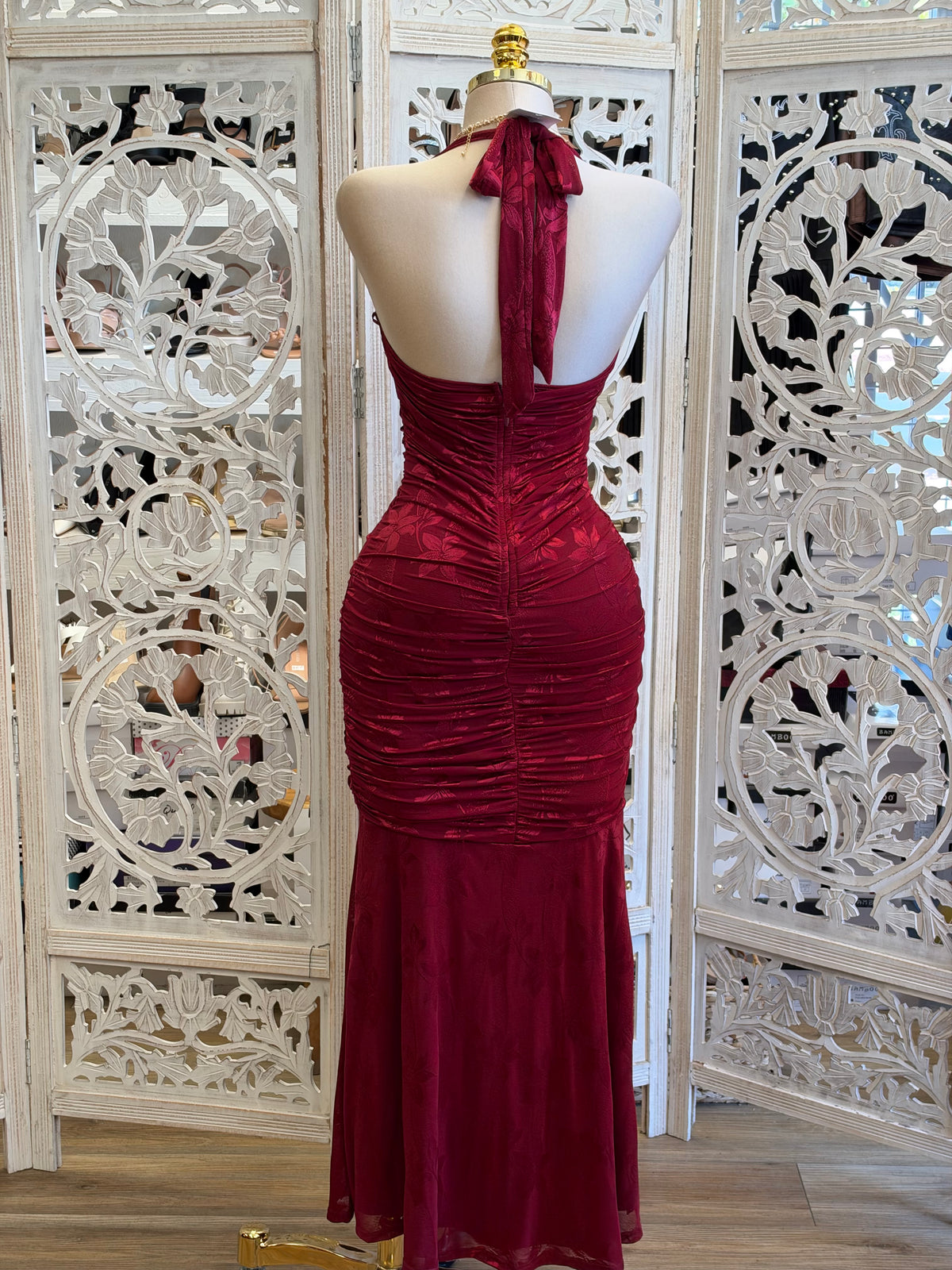 Velvet-Wine Solace Dress- Estira , Stretchy
