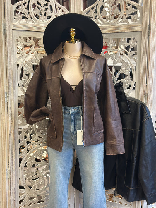 Oversized Faux Leather Jacket