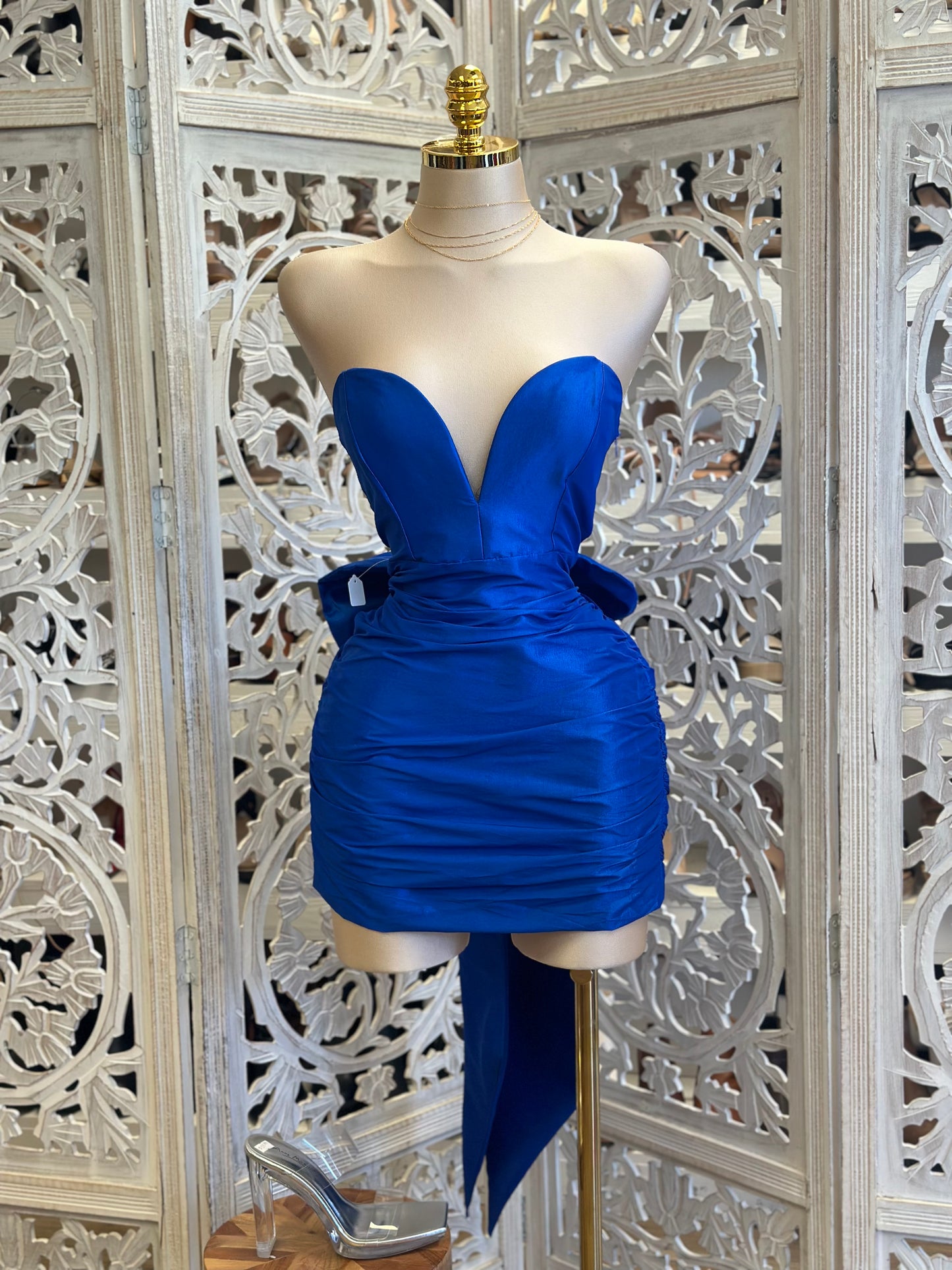 Royal Blue Heart Lined Enlarged Bow Dress - No Estira, Not Stretchy