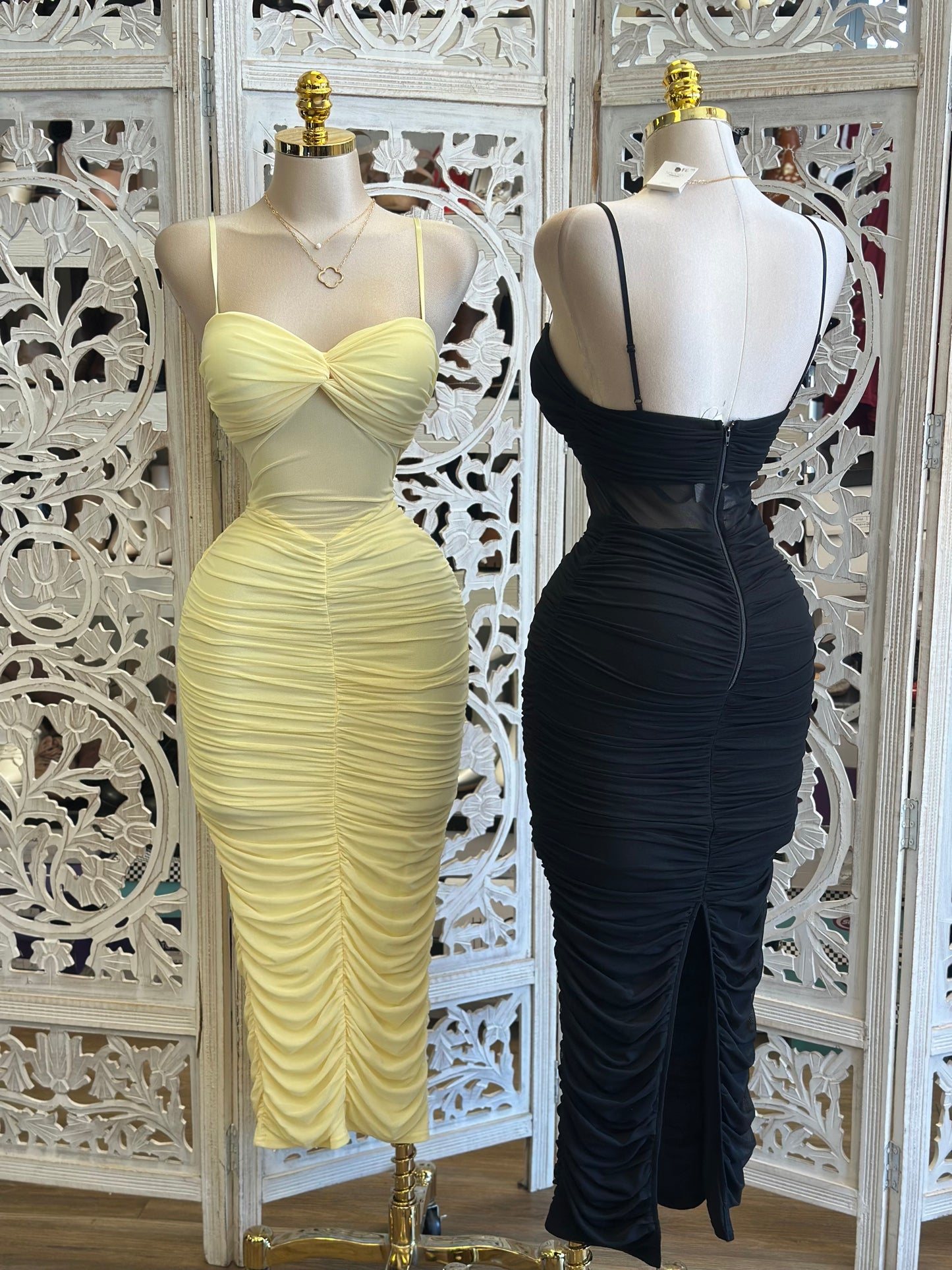 Mermaid Ruched Strappy Dress- Stretchy, Estira