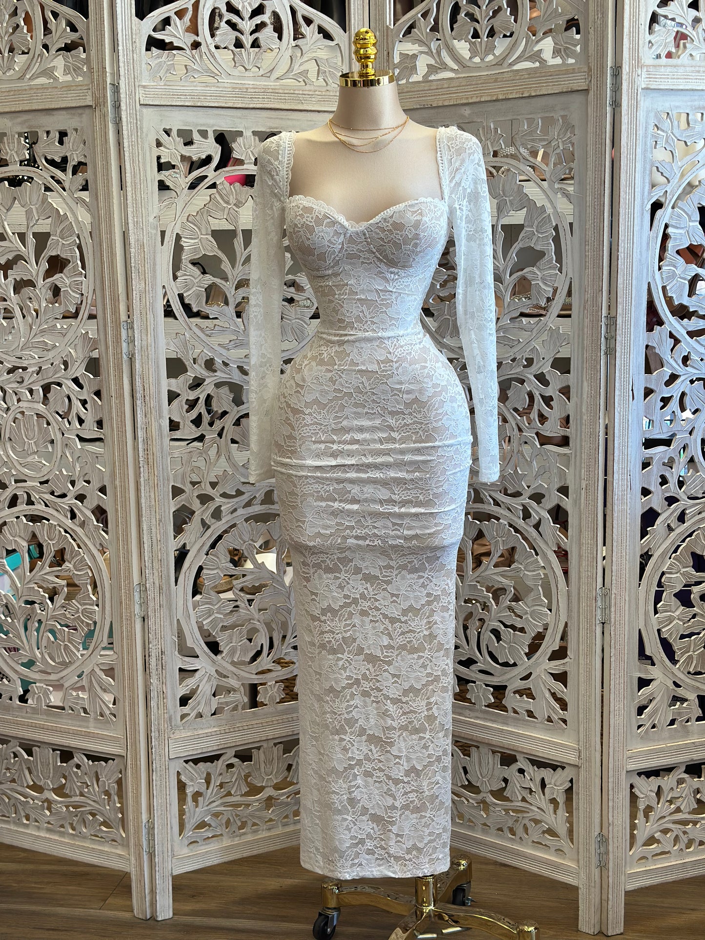 Full Lace Heartline Midi Dress - Estira, Stretchy