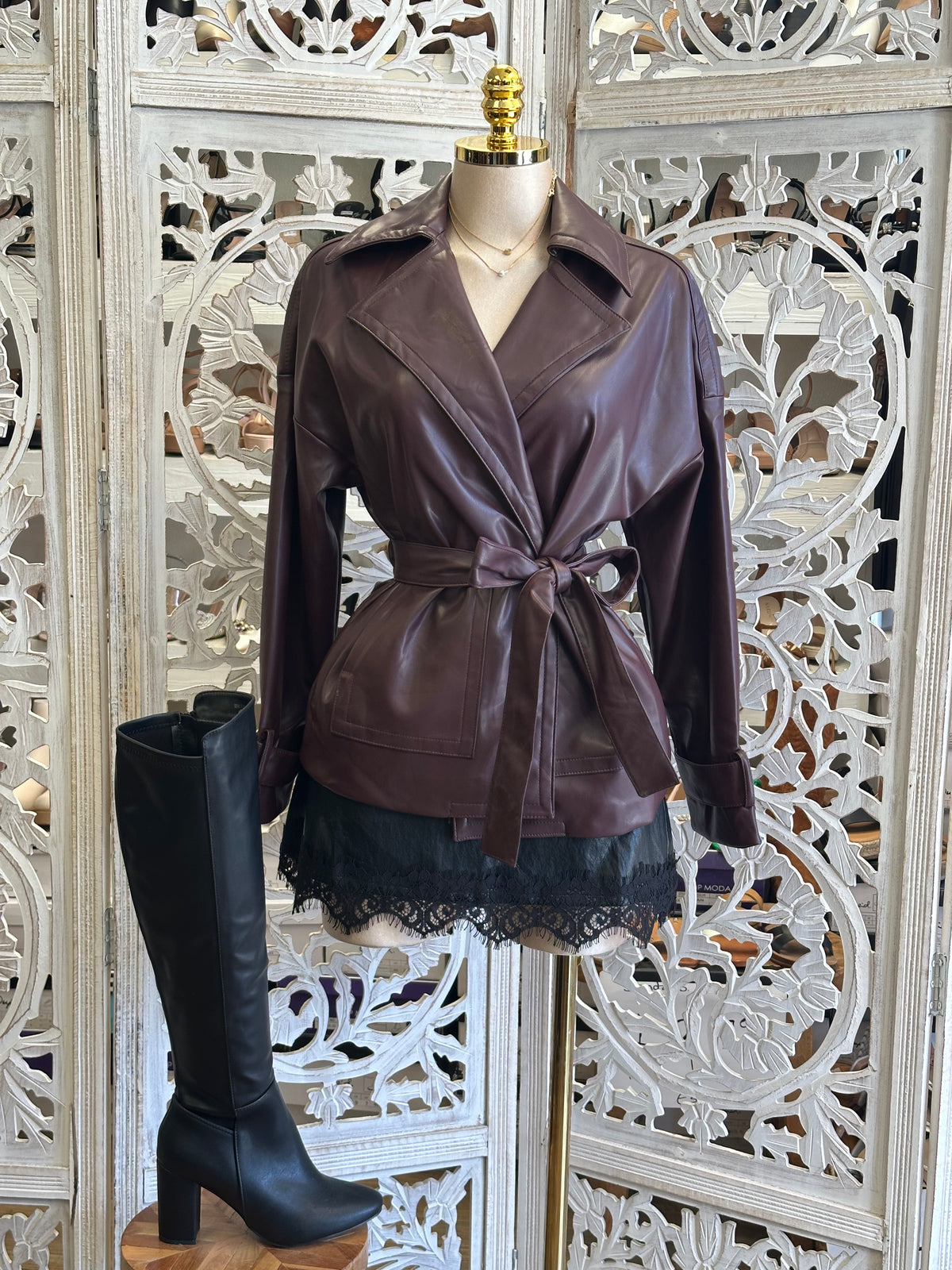 Sabrina Venetian Trim Mini Coat