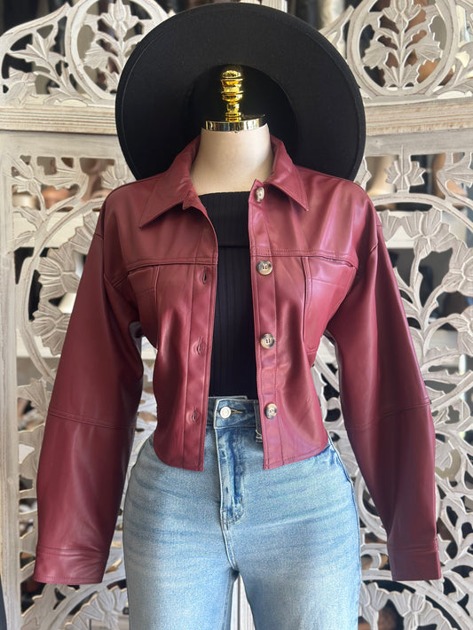 Red Faux Leather Jacket