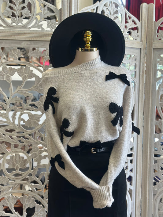 Black Ribbons Heathered Sweater