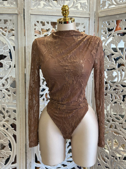 Lace Mesh Bodysuit- Estira, Stretchy