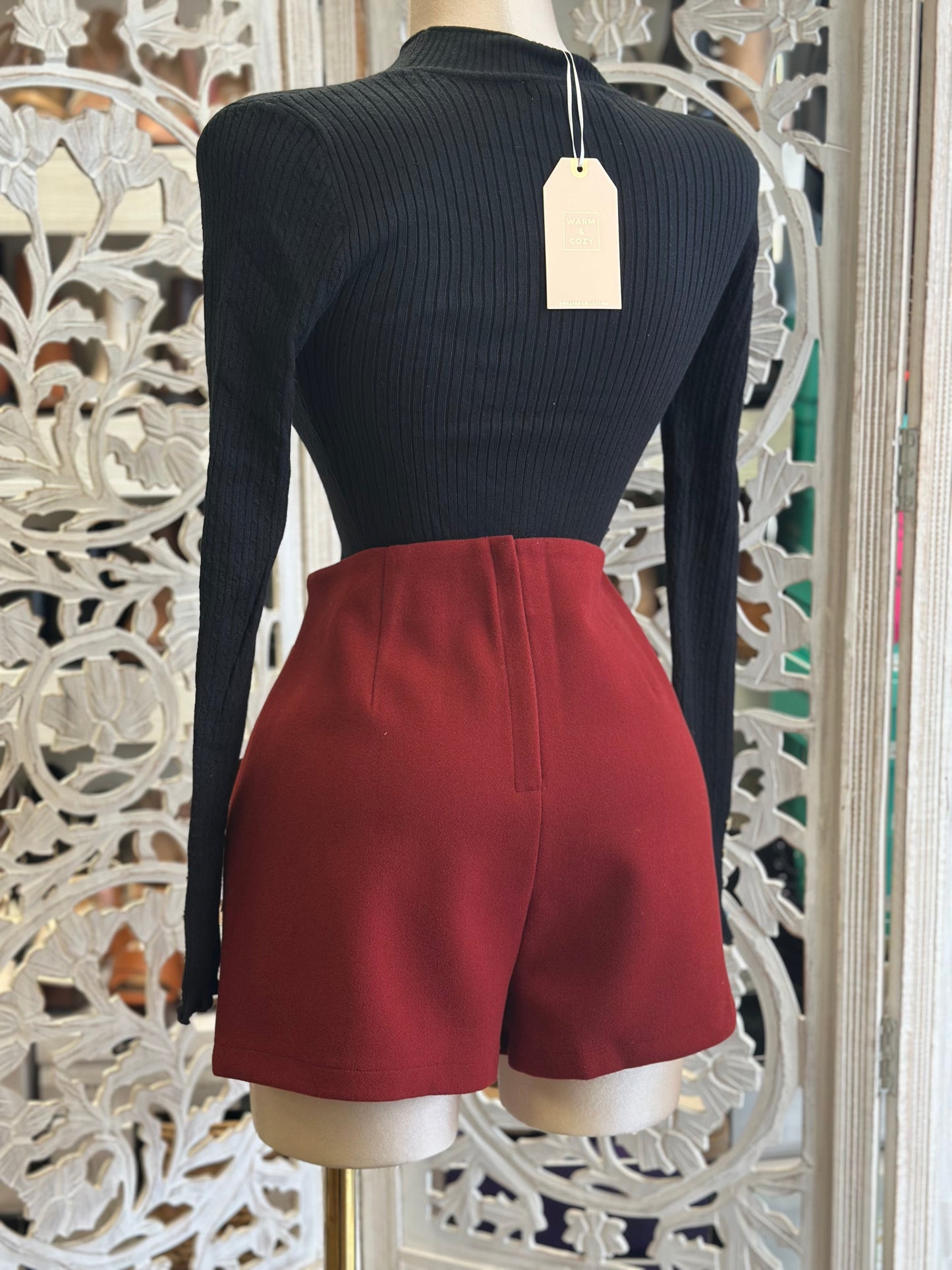 Burgundy Blazer and Skort Set- Estira,Stretchy