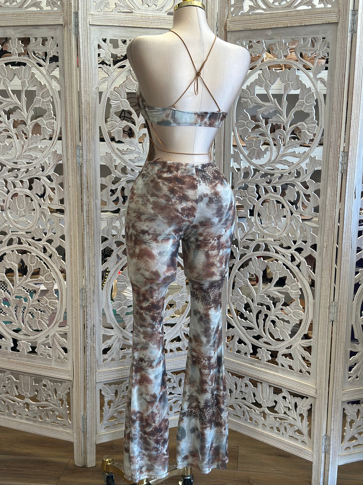 Mesh Multi Print Jumpsuit - Not Stretchy,No Estira