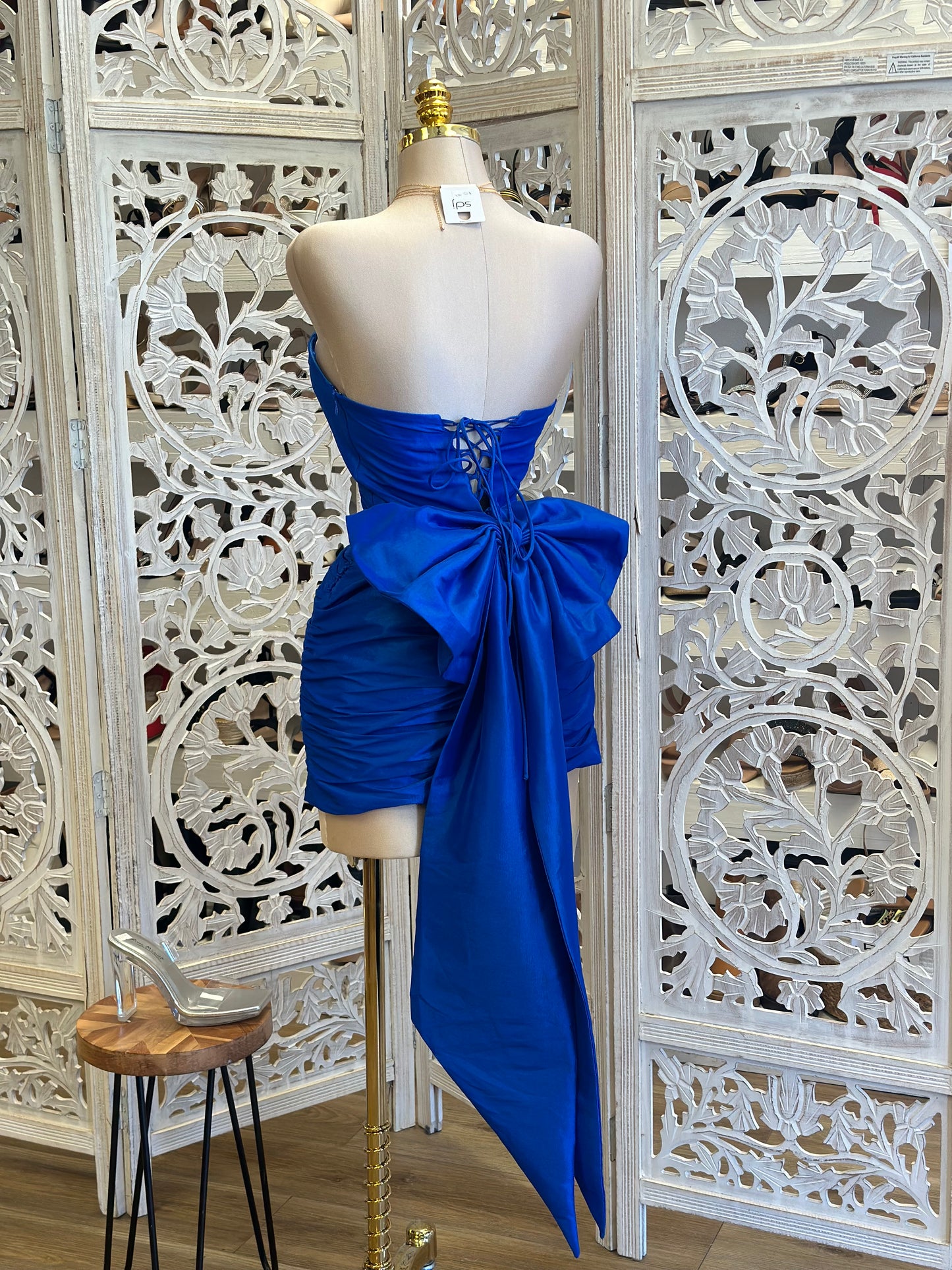 Royal Blue Heart Lined Enlarged Bow Dress - No Estira, Not Stretchy