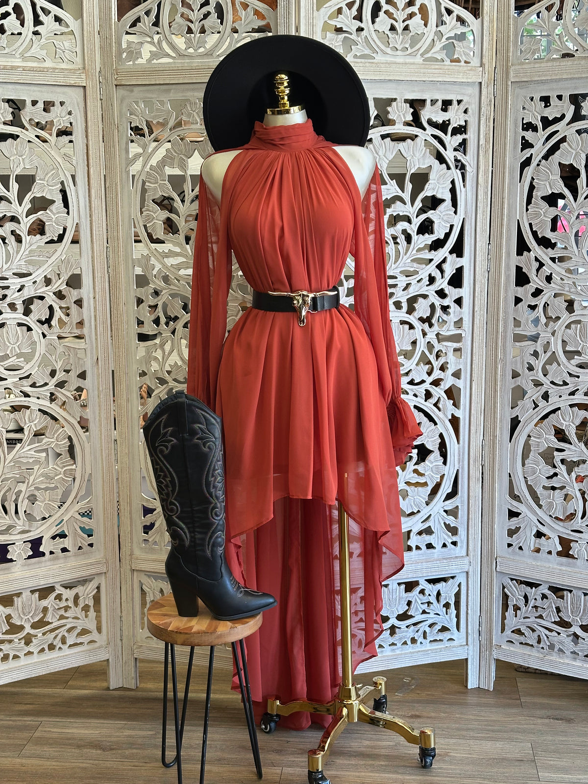 Sienna Canyon Chiffon Dress- Estira, Stretchy