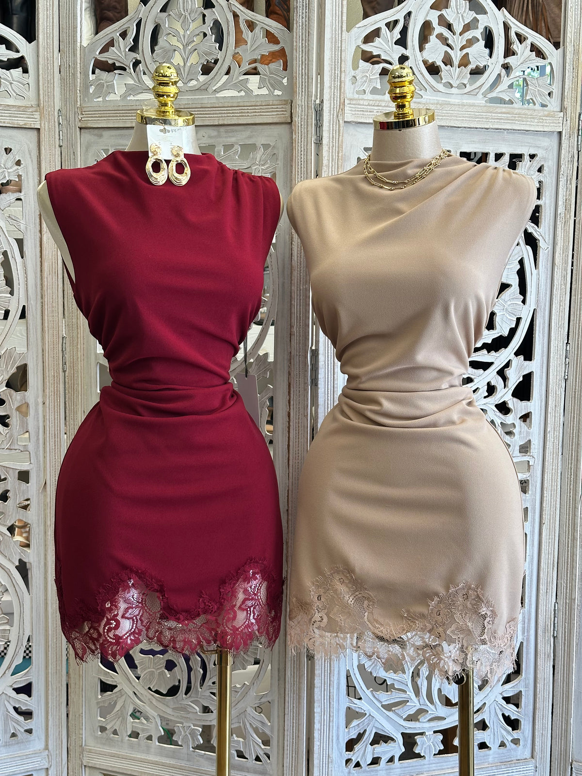 High-Neck Savannah Mini Dress- Estira, Stretchy