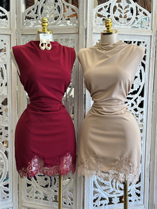 High-Neck Savannah Mini Dress- Estira, Stretchy