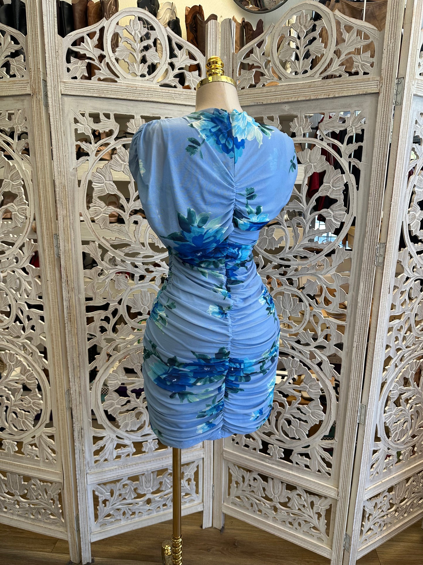 Shawl Floral Mini Dress -Stretchy, Estira