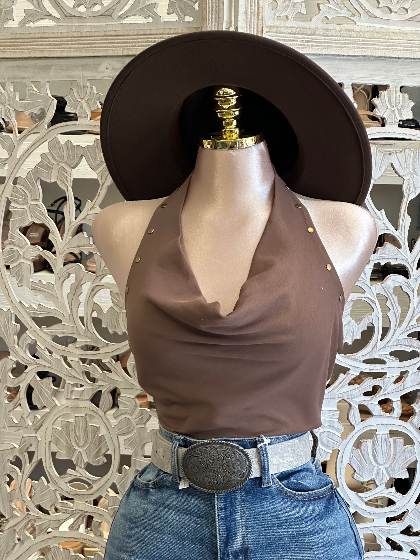 Studded Halter Blouse