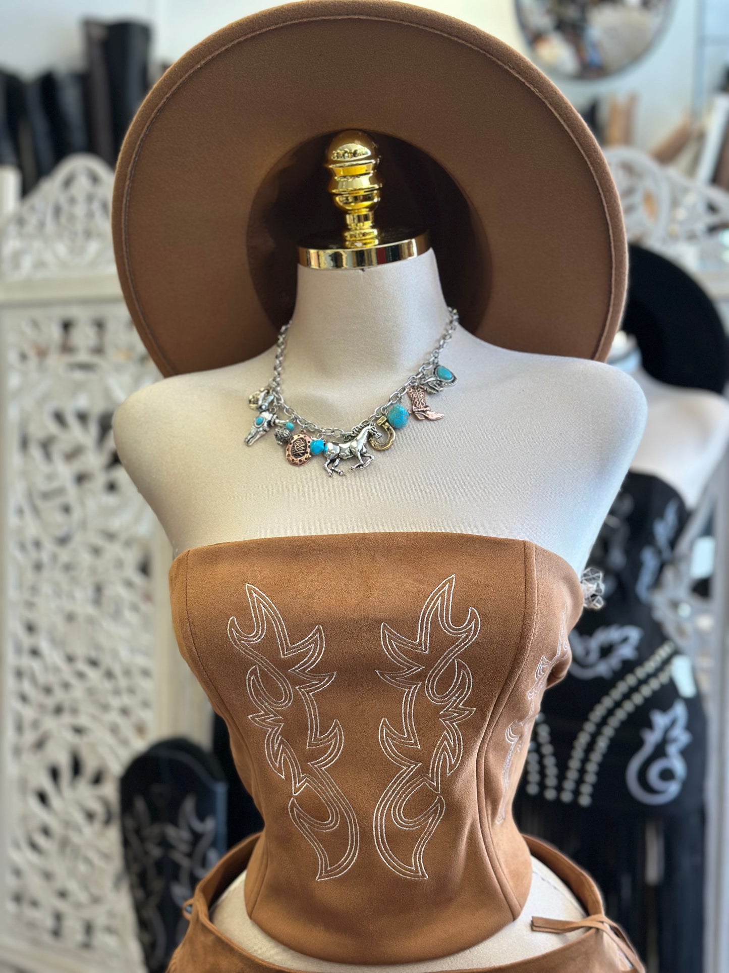 Western Embroidered Top- Estira , Stretchy