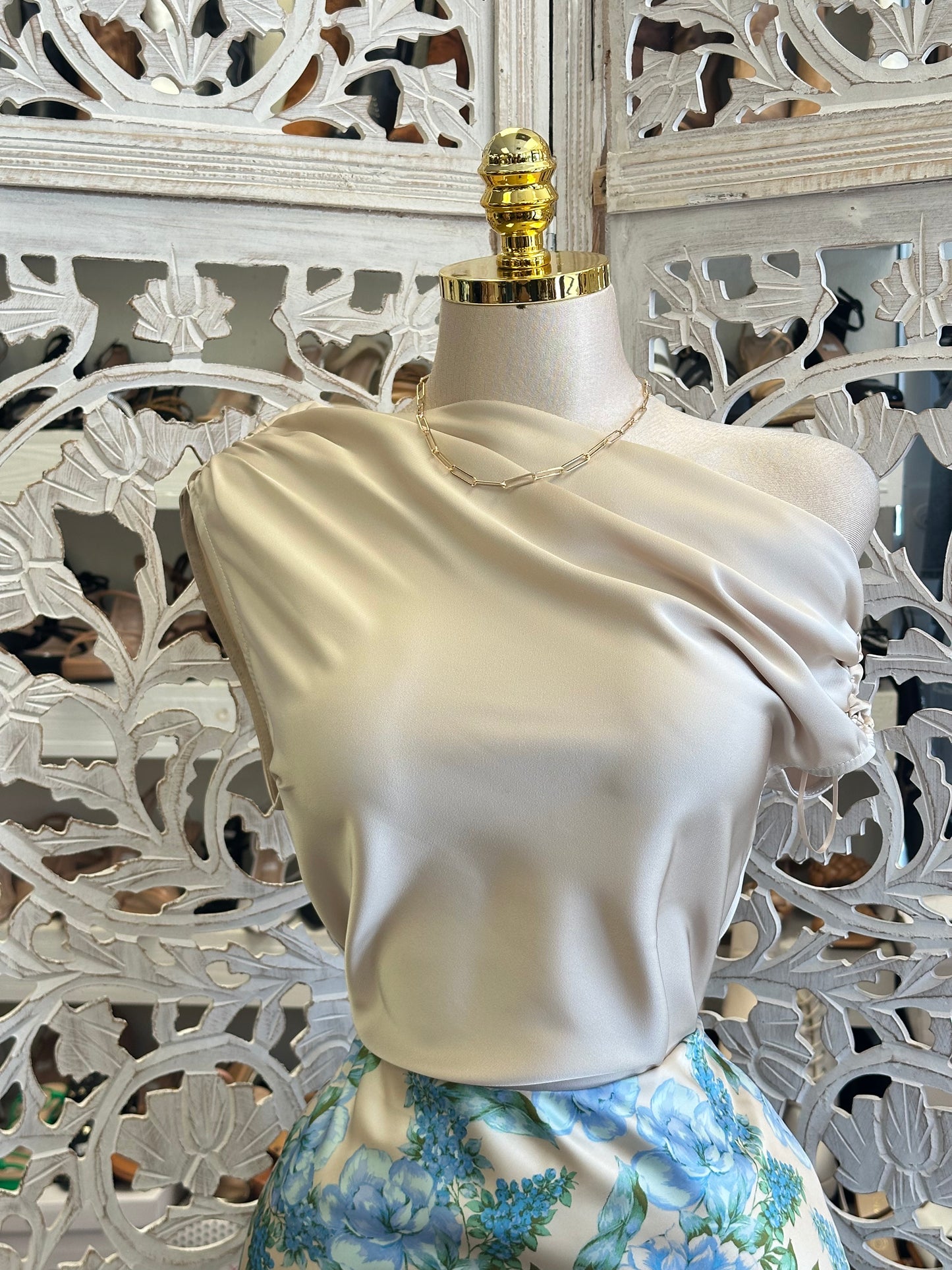 Liquid Satin Cowl Neck Top -Estira , Stretchy