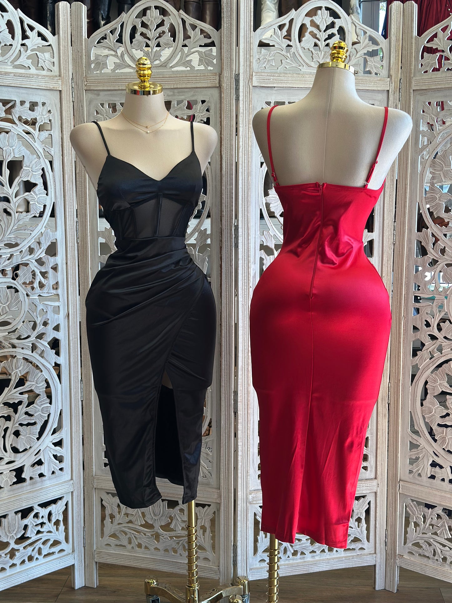 Mesh Corset Satin Dress- Stretchy,Estira