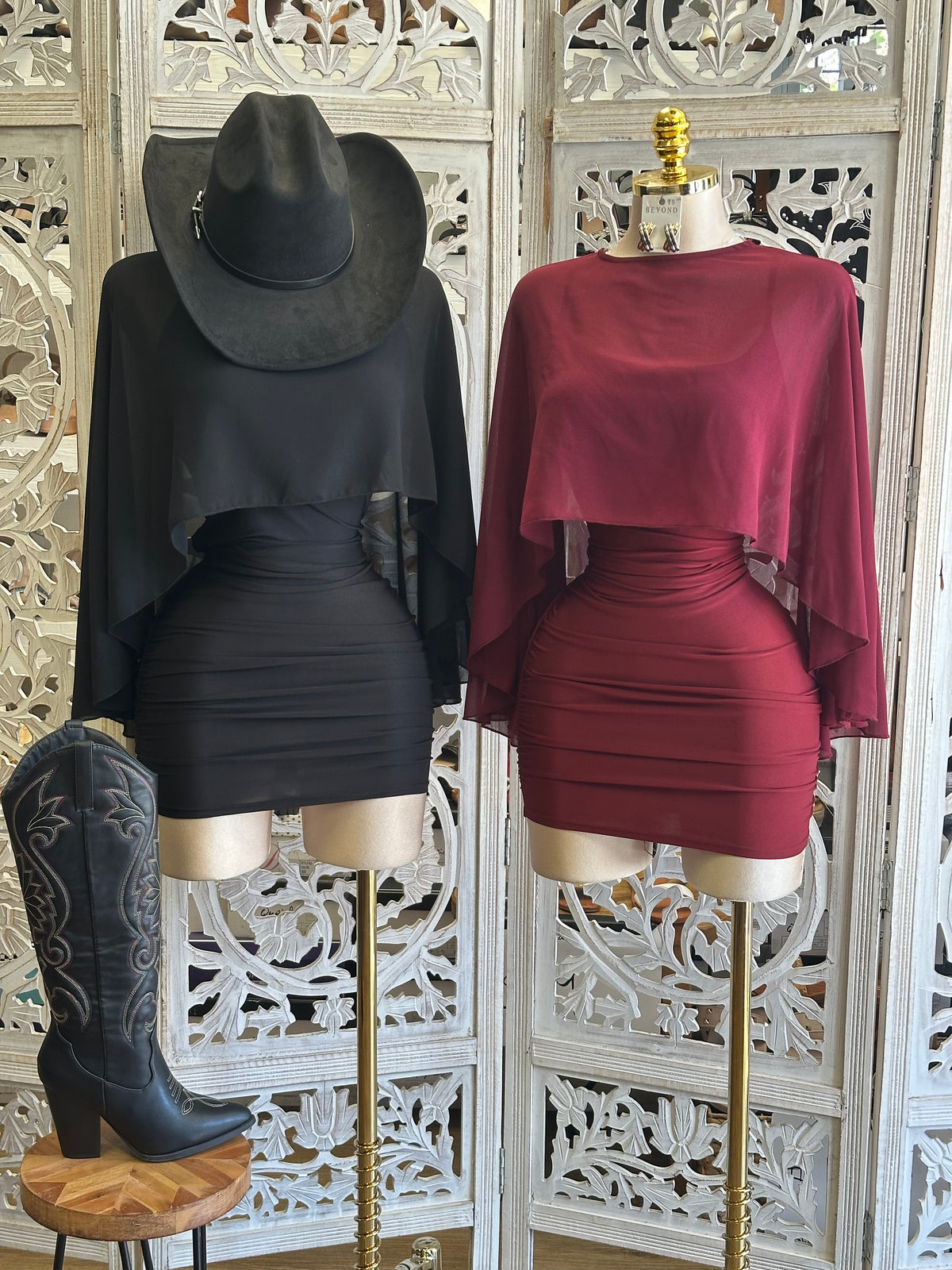 Zenith Capelet  Dress- Estira , Stretchy