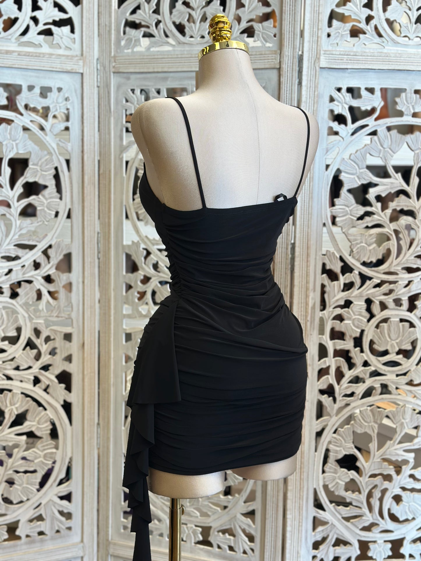 Black Mini Cutout Dress-Stretchy,Estira
