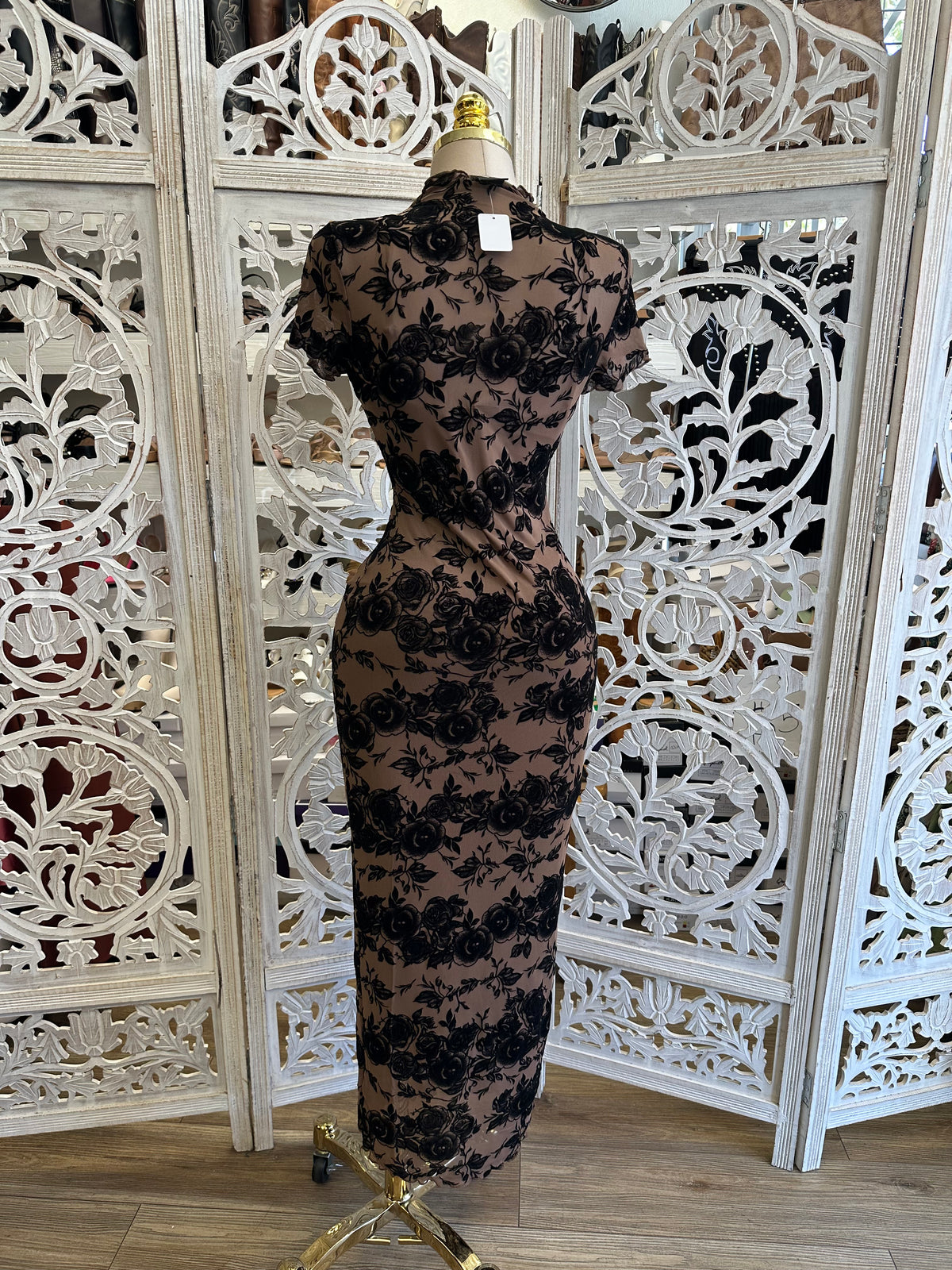 Odette Mock-Neck Dress- Estira, Stretchy