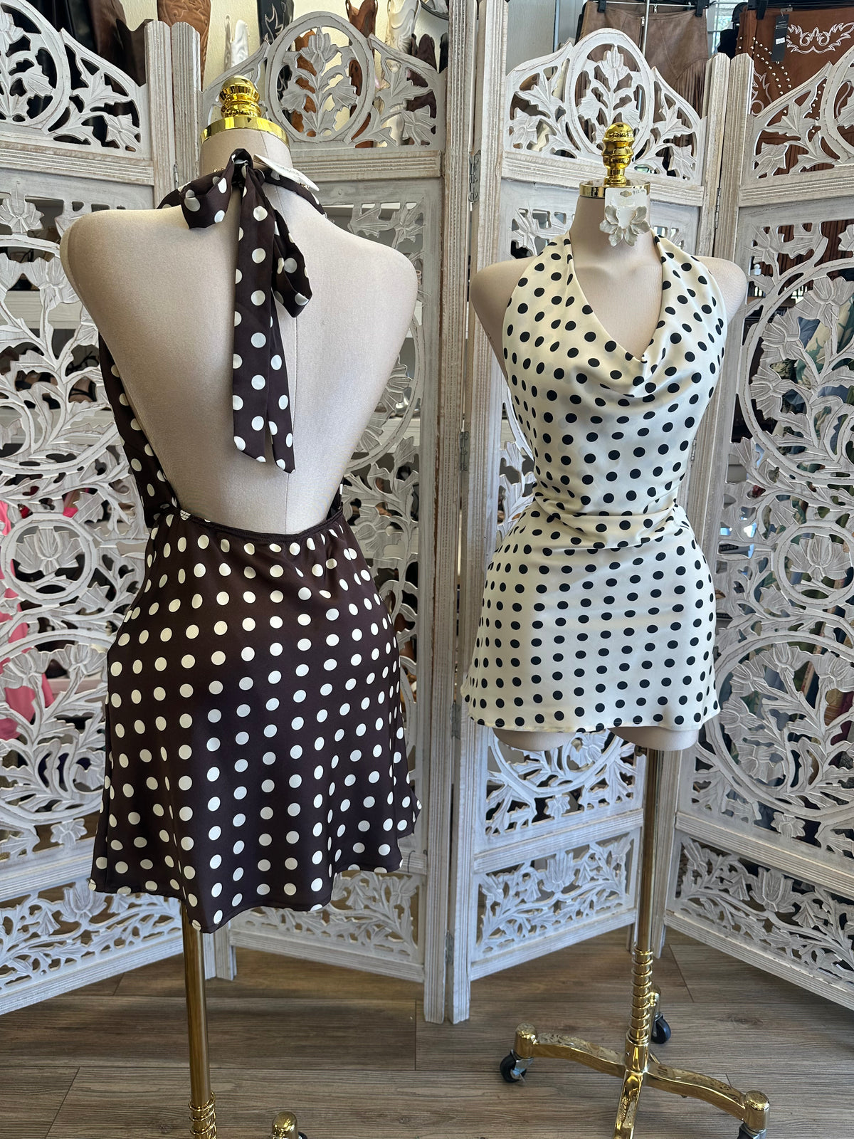 Sheila Polka Mini Dress- Not Stretchy, No Estira
