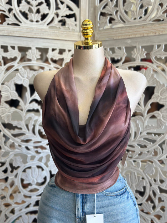 Tie Dye Backless Blouse- Estira, Stretchy