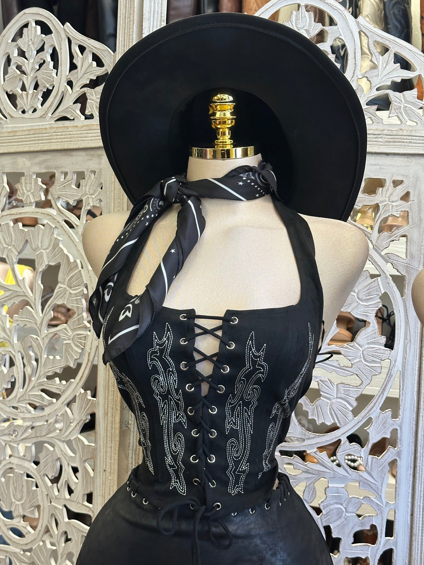 Tie Up Western Top - Estira, Stretchy