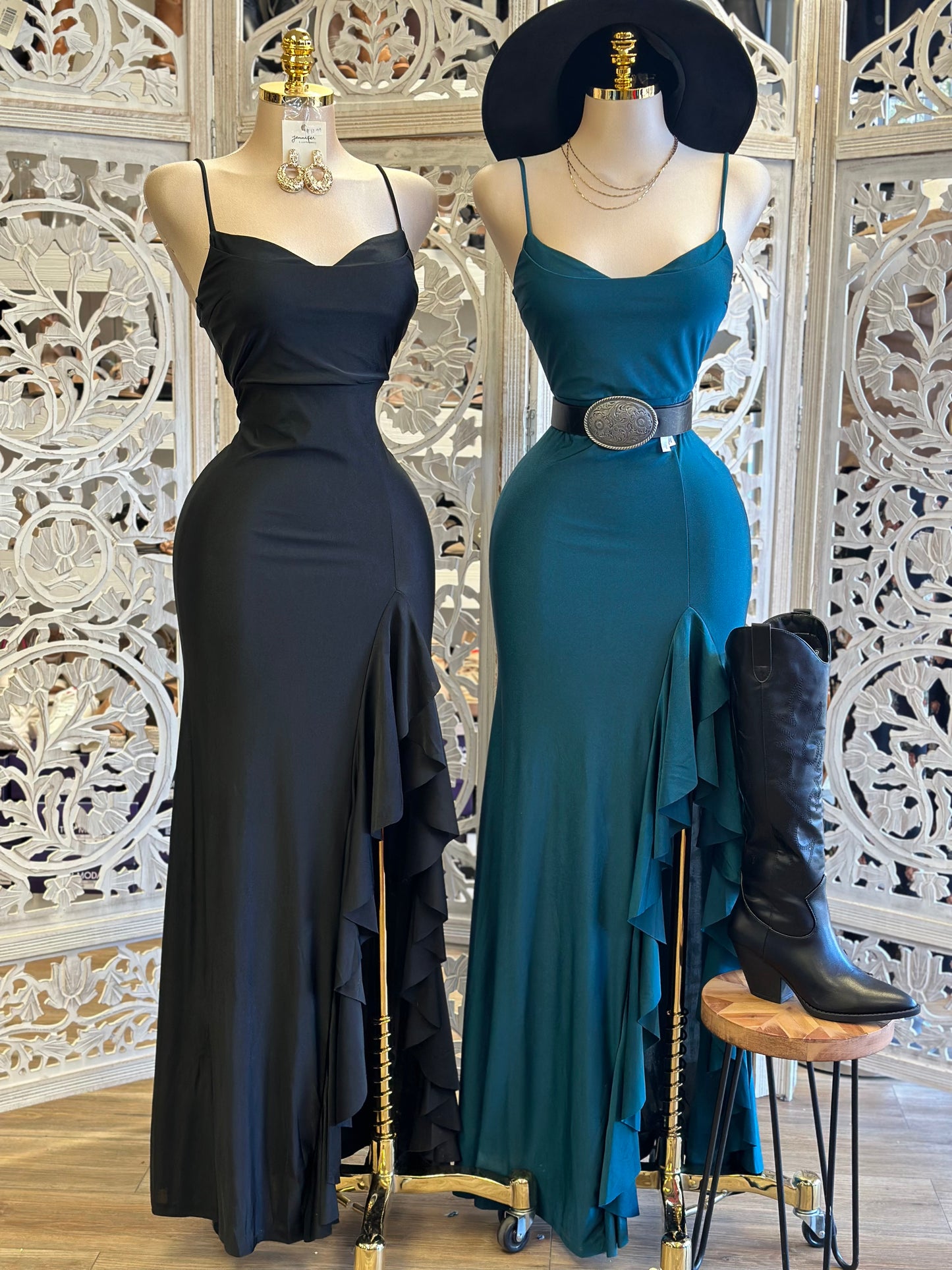 Wrapped Cami Formal Dress- Stretchy,Estira