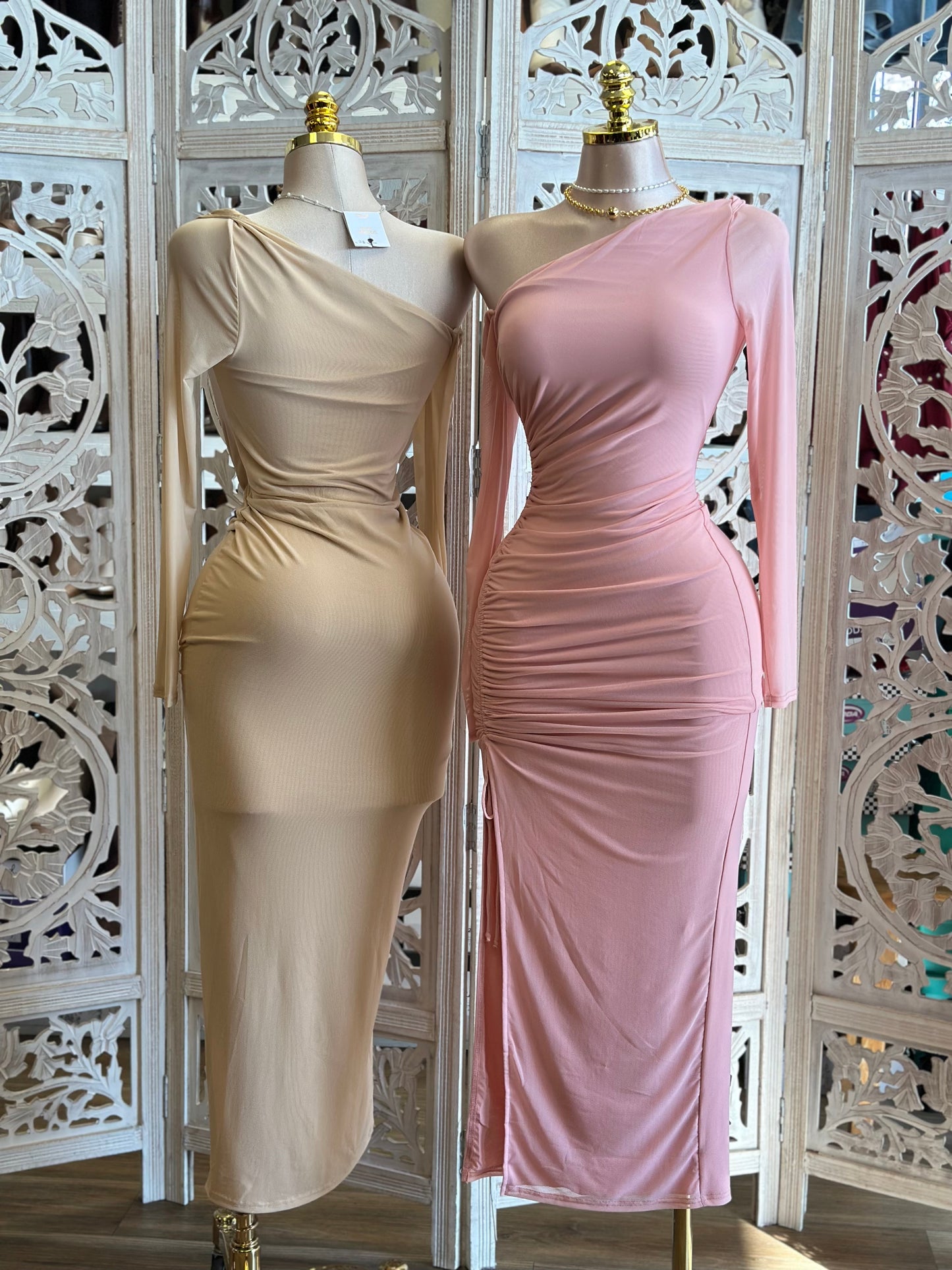 Asymmetrical Ruched Gown -Stretchy,Estira