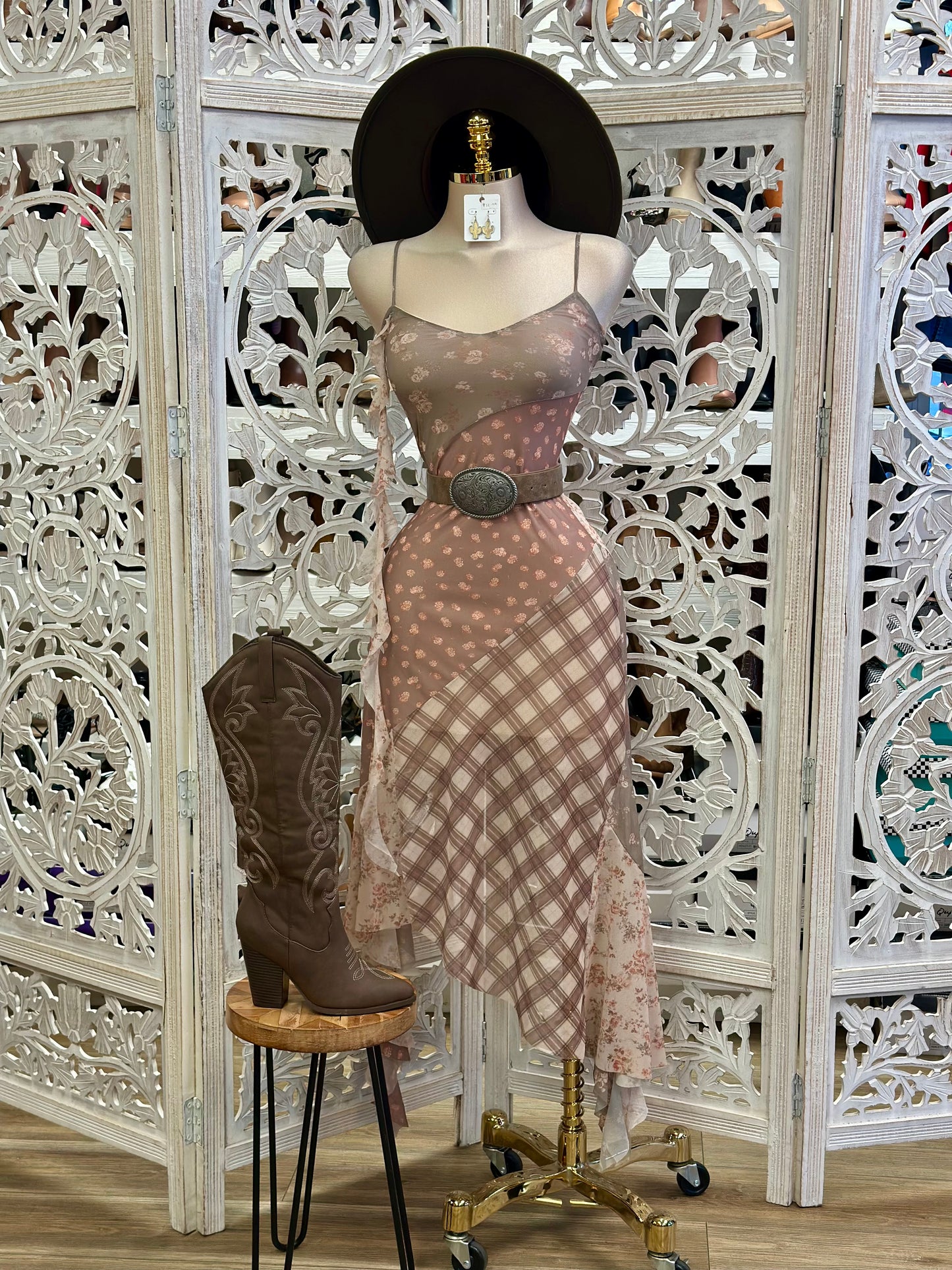 Patchwork Midi Dress-Stretchy, Estira