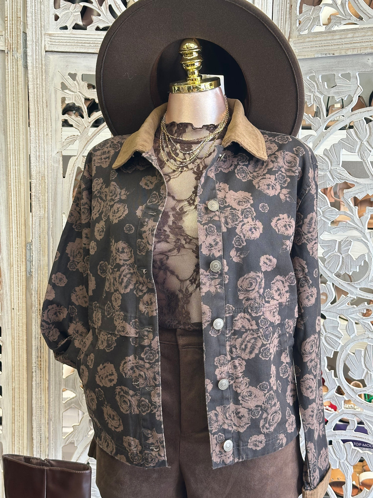 Clarinda Corduroy-Collar Jacket