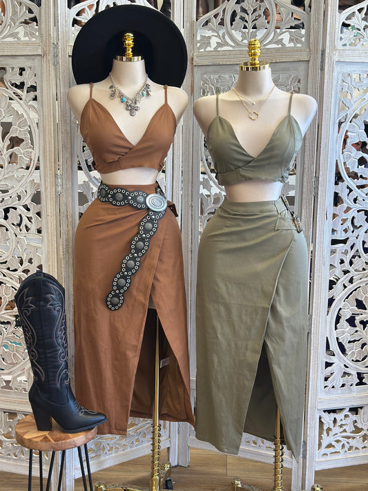Linen Cropped Set- Estira,Stretchy