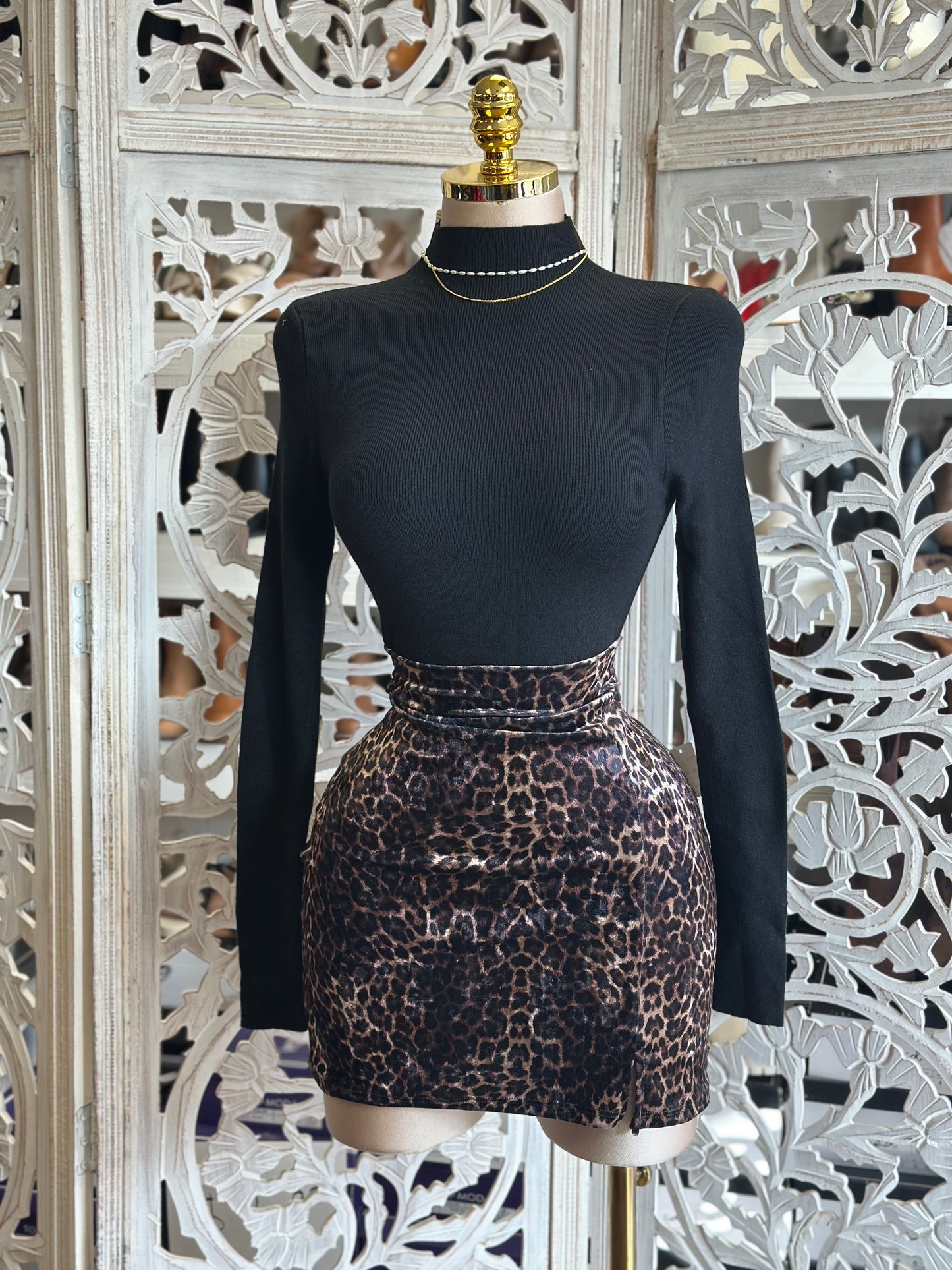 Cheetah Print Mini Skirt- Stretchy , Estira