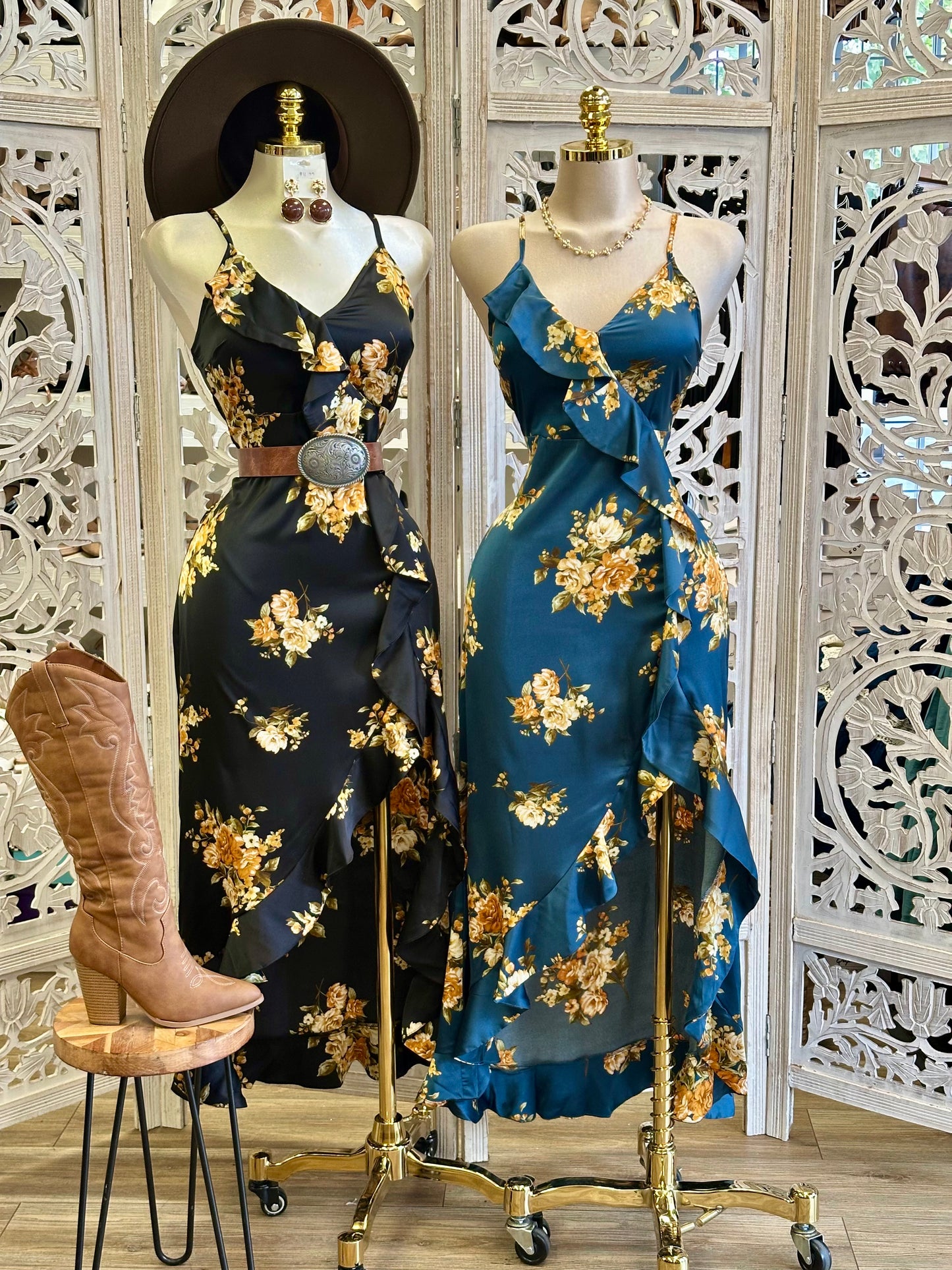 Rose Midi Dress -Not Stretchy,No Estira
