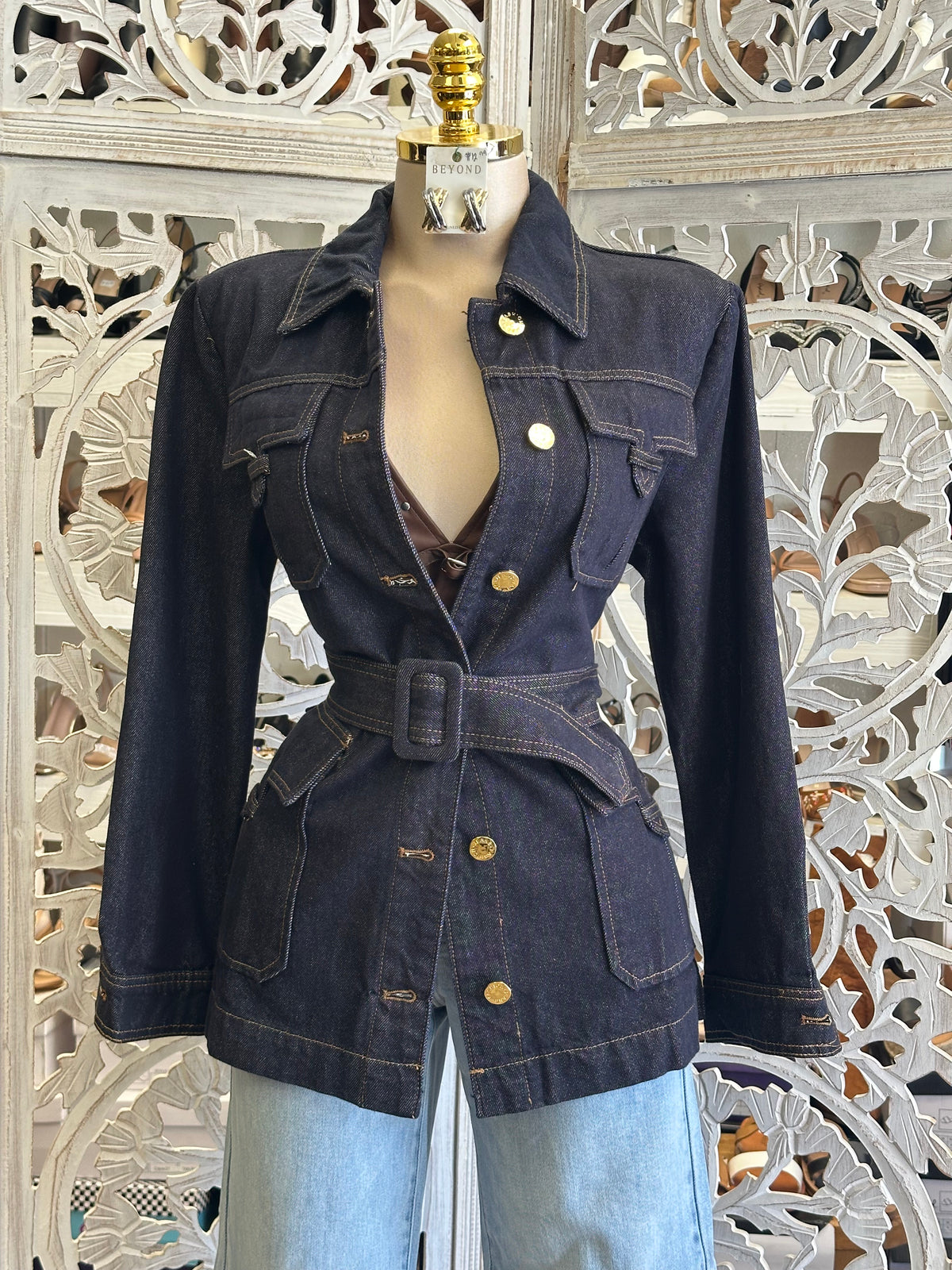 Kerensa Gilded Denim Jacket- Not Stretchy, No Estira