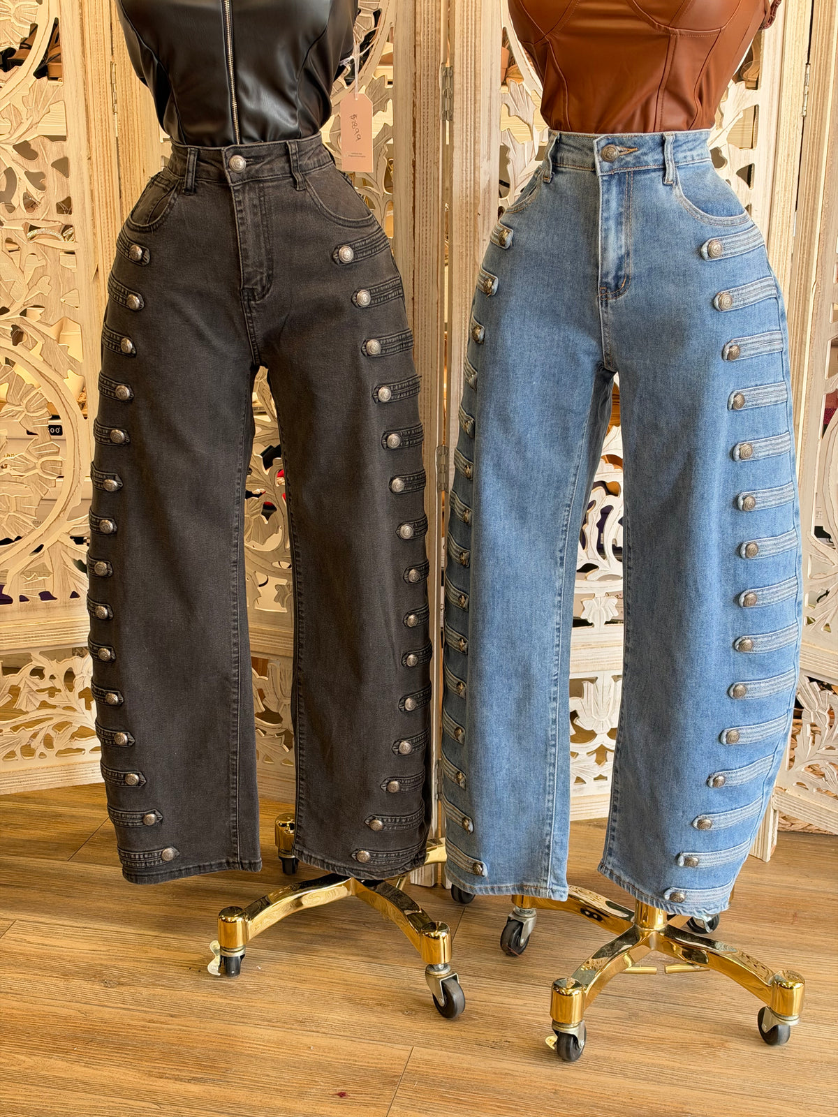 Milanese Button Denim Jean- Very Stretchy