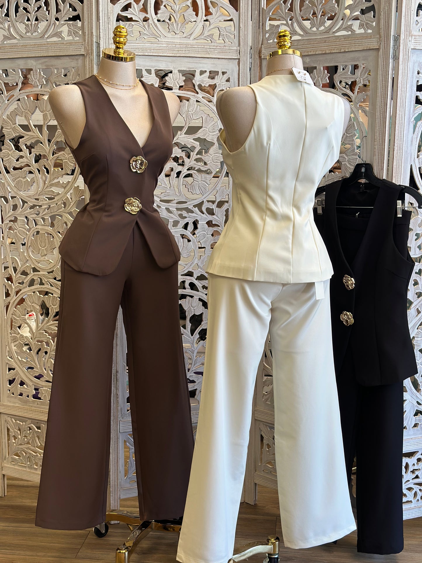 Rose Brass Vest Set- Estira Poco , Slightly Stretchy