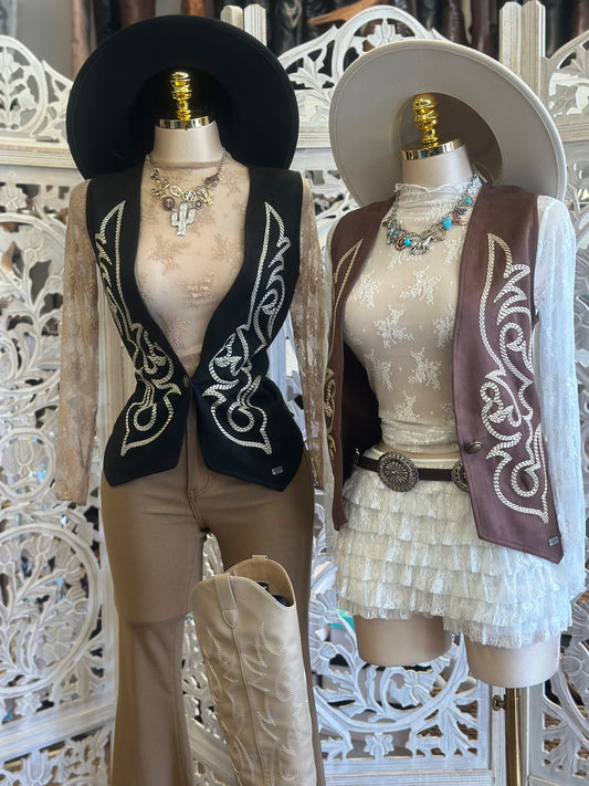 Embroidered Western Vest